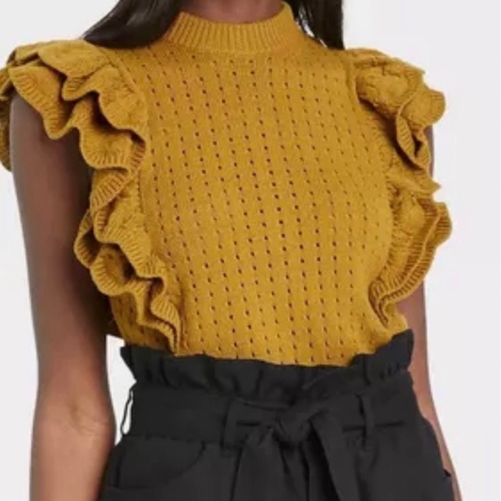 Who What Wear ruffle sleeve knit top